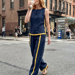 Julette | Sleeveless Top Wide Leg Contrast Pants Set