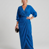 Senda | Long Sleeve Wrap Overlap Skirt Midi Dress
