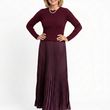 Serandra | Knit Top Pleated Skirt Midi Dress