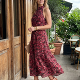 Tesdra | High Neck Floral Tiered Midi Dress