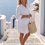 Linnvia | Collared Long Sleeve Button Front Shirt Dress