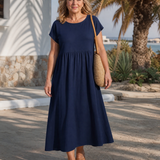 Linnette | Minimal Short Sleeve Relaxed Midi Dress