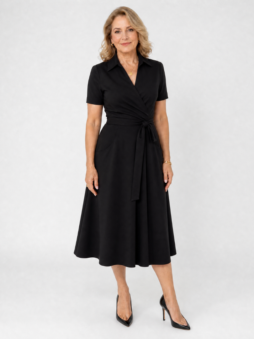 Laebeth | Collared Wrap Waist Midi Dress