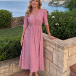 Verathea | Printed V Neck Midi Dress