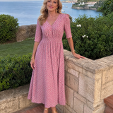 Verathea | Printed V Neck Midi Dress