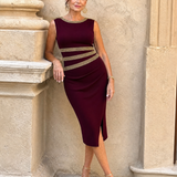 Wrennania | Metallic Trim Sleeveless Midi Dress