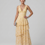 Sabda | Deep V Sleeveless Painterly Pattern Midi Dress