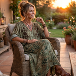 Wrennavia | Button Front Embroidered Oversized Pocket Midi Dress