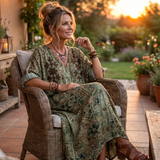 Wrennavia | Button Front Embroidered Oversized Pocket Midi Dress