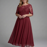 Solda | Lace Bodice Sheer Sleeve Midi Dress