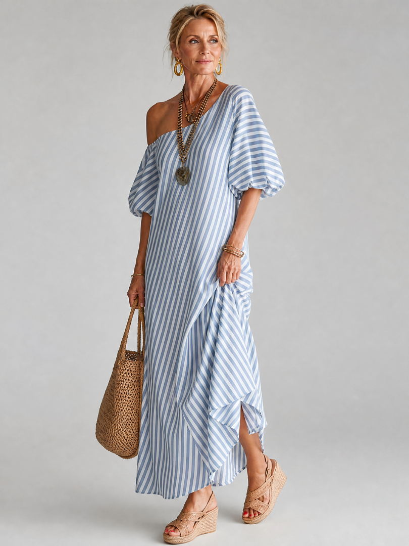 Vesrose | Striped Empire Waist Midi Dress