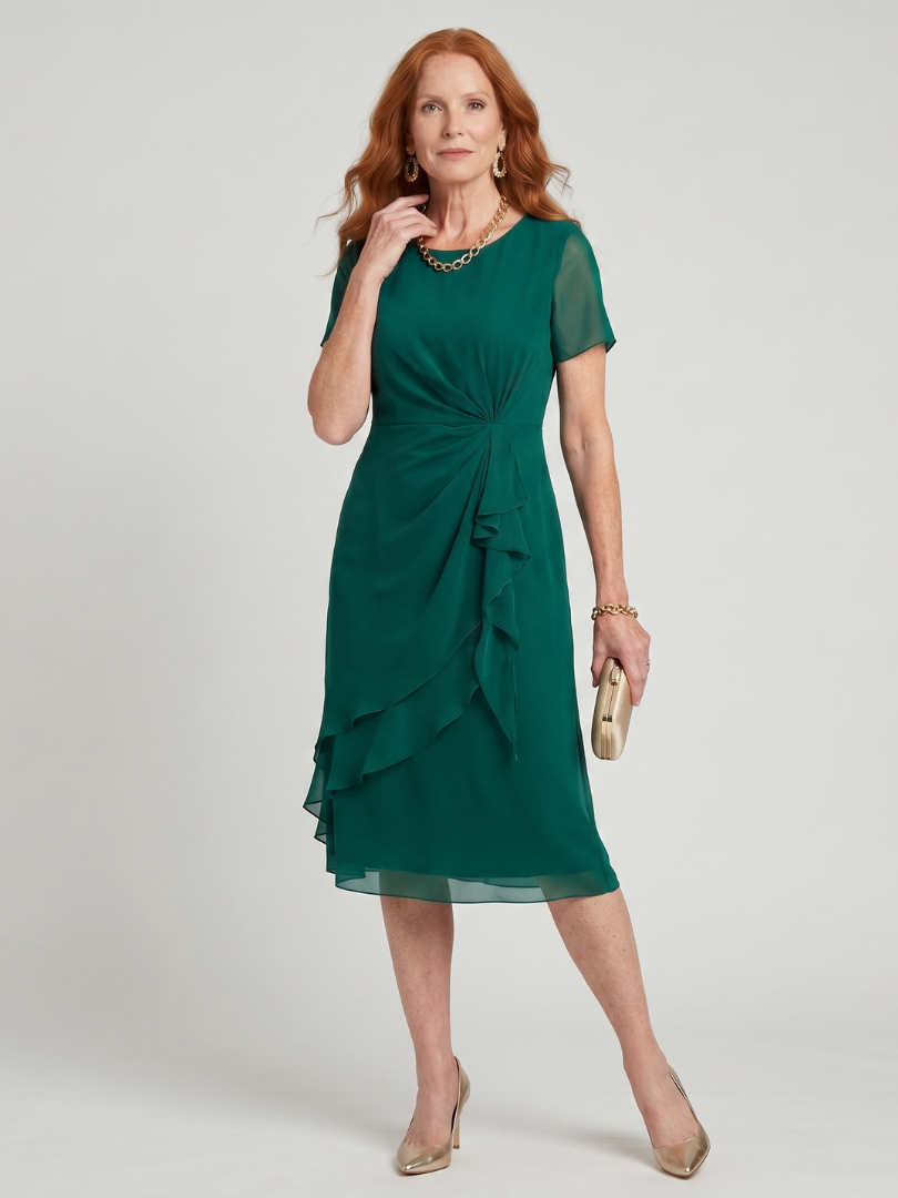 Callassa | Short Sleeve Layered Hem Midi Dress