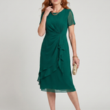 Callassa | Short Sleeve Layered Hem Midi Dress