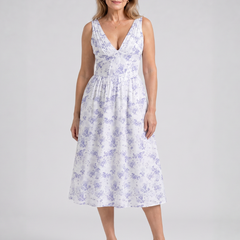 Dalrose | Sleeveless Floral V Neck Midi Dress