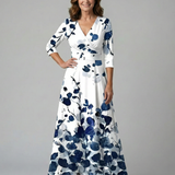 Liasette | Cross Wrap Neck Midi Dress