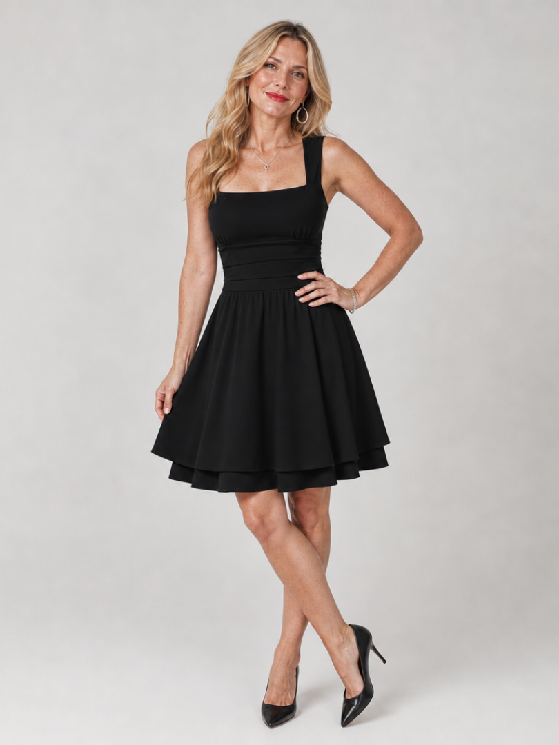 Tamsinlyn | Sleeveless Square Neck Flared Skirt Mini Dress