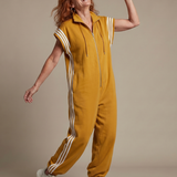Mirania | Zip Front Stripe Panel Jumpsuit