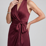Mirwyn | Halter Neck Wrap Asymmetric Hem Midi Dress