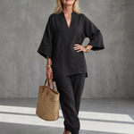 Perrina | V Neck Tunic Gathered Trouser Set