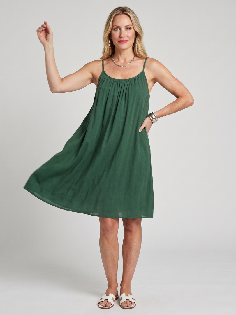 Maemarie | Spaghetti Strap Open Back Knee Length Dress