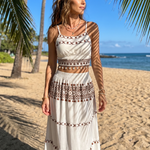 Miralia | Spaghetti Strap Embroidered Detail Midi Dress