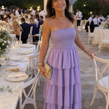 Halra | Strapless Smocked Bodice Midi Dress