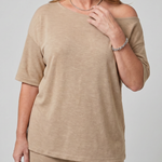 Elomae | Short Sleeve Off Shoulder Top And Wide Leg Pants Set