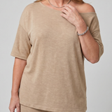 Elomae | Short Sleeve Off Shoulder Top And Wide Leg Pants Set
