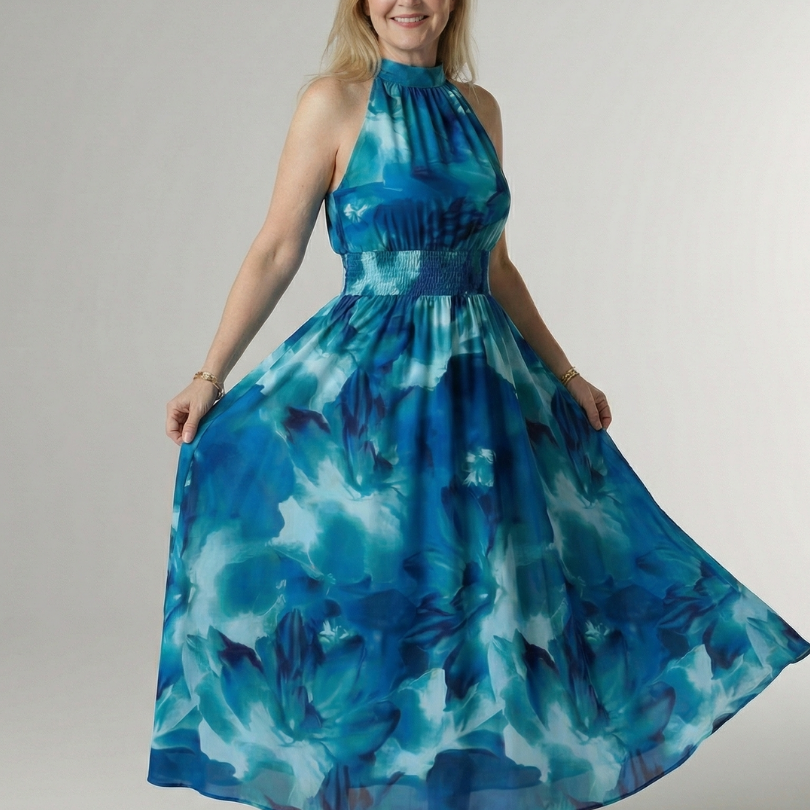 Penlora | Gathered Halter Midi Dress