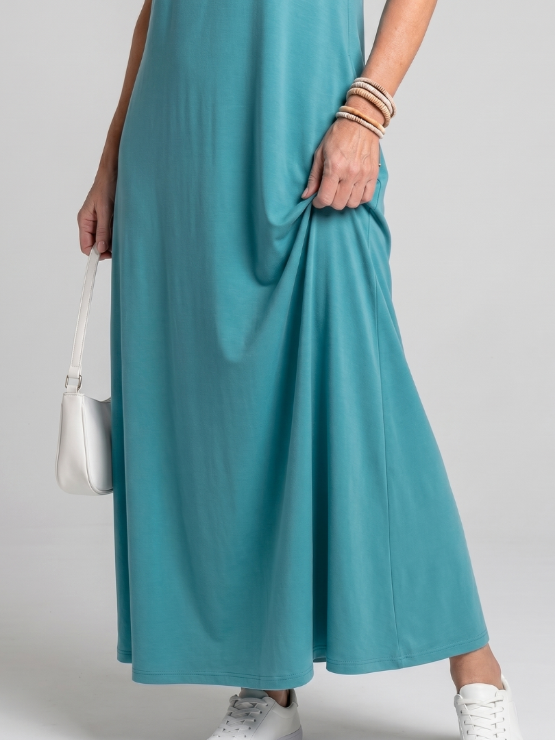 Tesmarie | Sleeveless Tropical Leaf Print Midi Dress