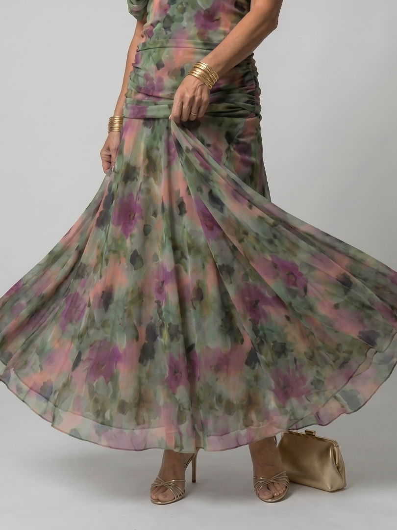 Calmarie | Off Shoulder Flow Midi Dress
