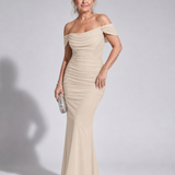 Marmarie | Off Shoulder Fitted Silhouette Midi Dress