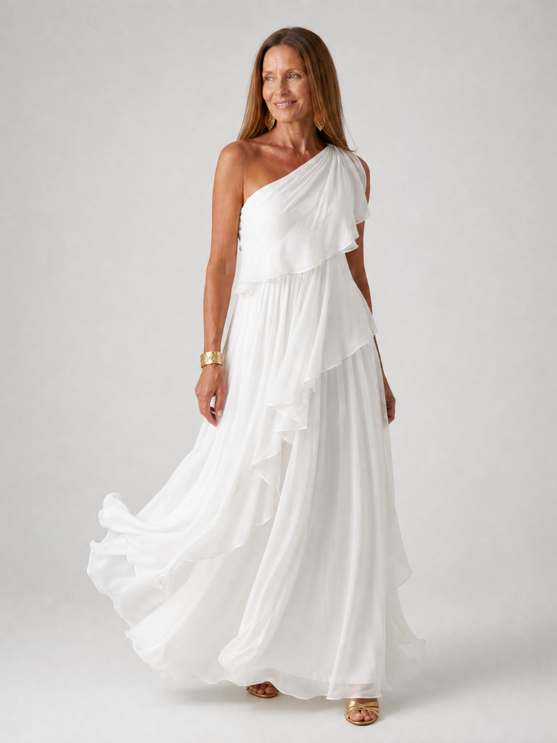 Vidalette | One Shoulder Ruffle Maxi Dress