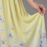 Laemarie | Sleeveless V Neck Soft Floral Hem Midi Dress