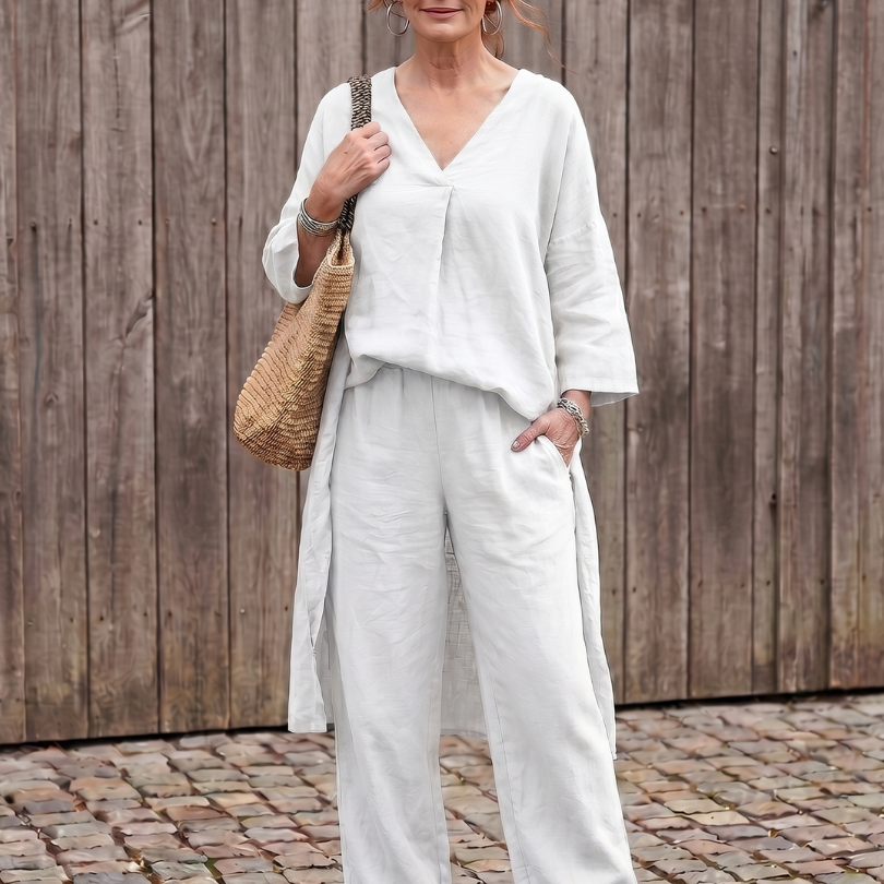Penwynne | Loose Tunic Top Wide Leg Pant Set
