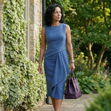Esmenia | Asymmetric Drape Midi Dress