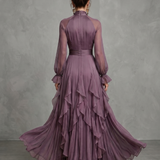 Sermae | Tie Neck Ruffle Tiered Maxi Dress