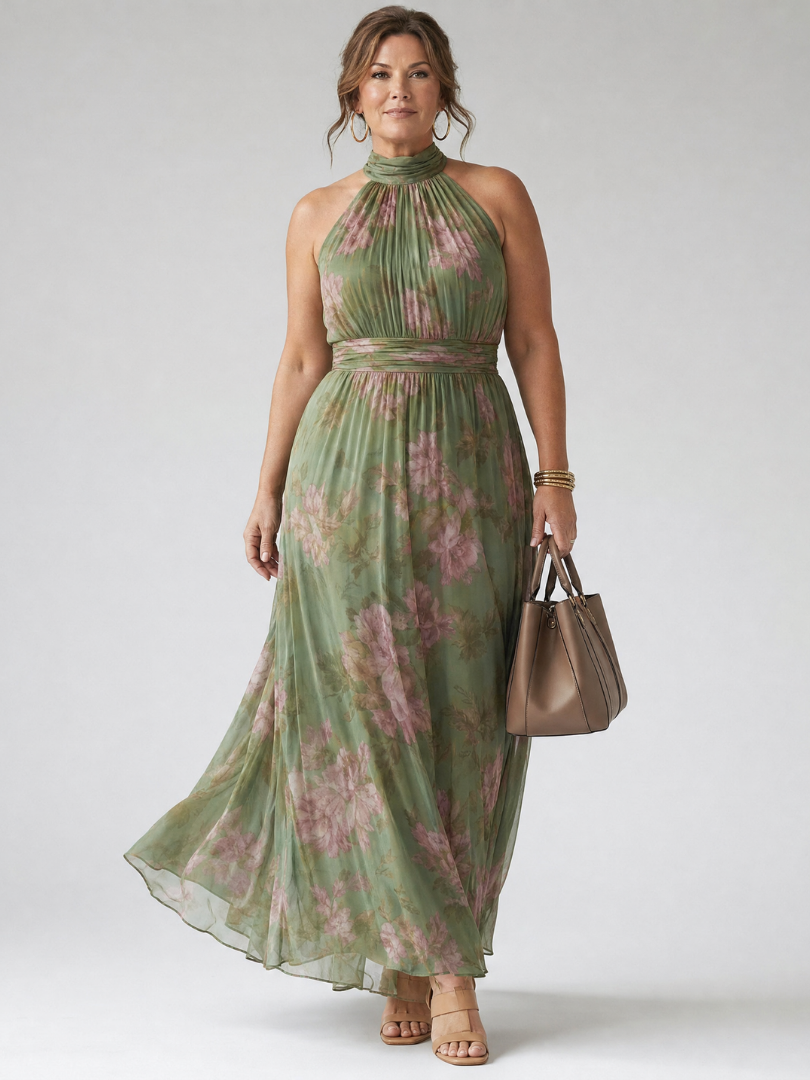 Dahwyn | Gathered Halter Midi Dress