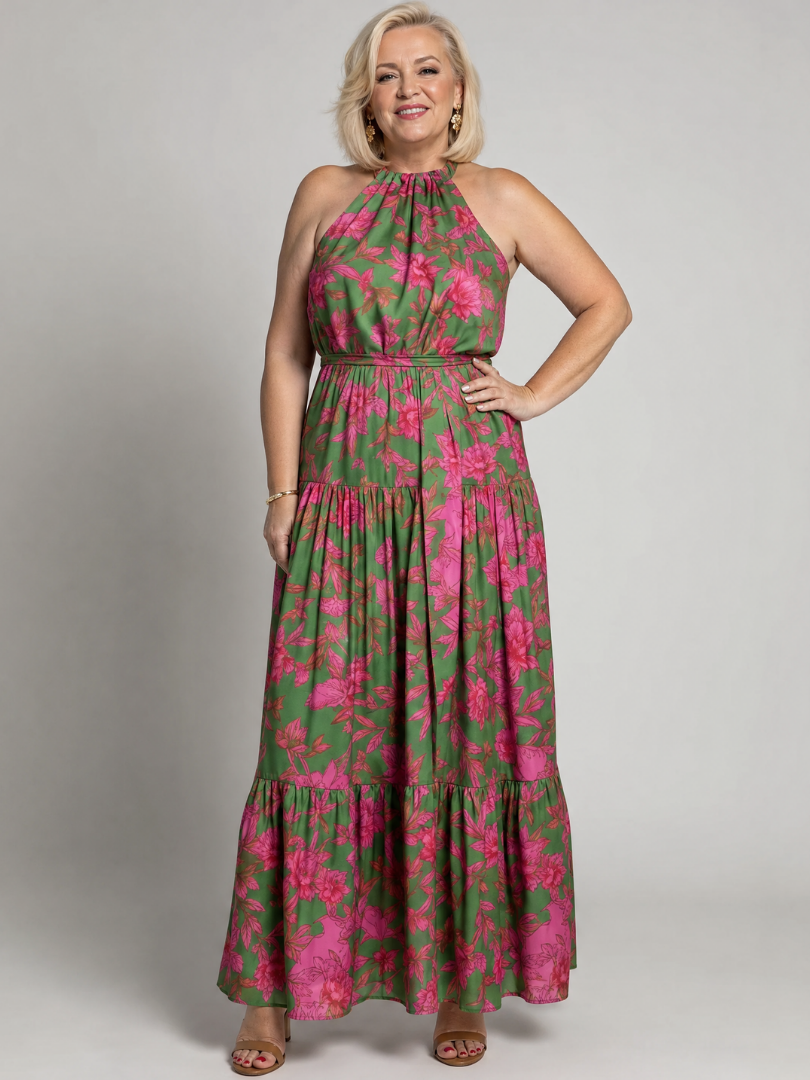 Solla | Draped Halter Midi Dress
