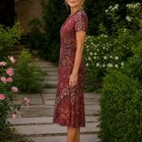 Vesine | Floral Collared Short Sleeve Midi Dress