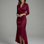 Esmesette | Long Sleeve Wrap High Low Midi Dress