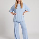 Belndra | Short Sleeve Oversized Top And Wide Leg Pants Set