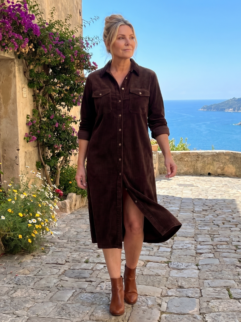 Kalney | Long Sleeve Patch Pockets Midi Dress