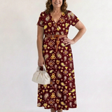 Tamsinna | Elegant Floral V-Neck Midi Dress