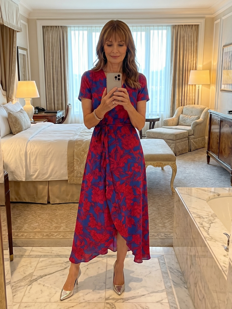 Romylora | Short Sleeve Floral Wrap Midi Dress