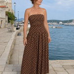 Romisette | Strapless Polka Dot Pattern Midi Dress