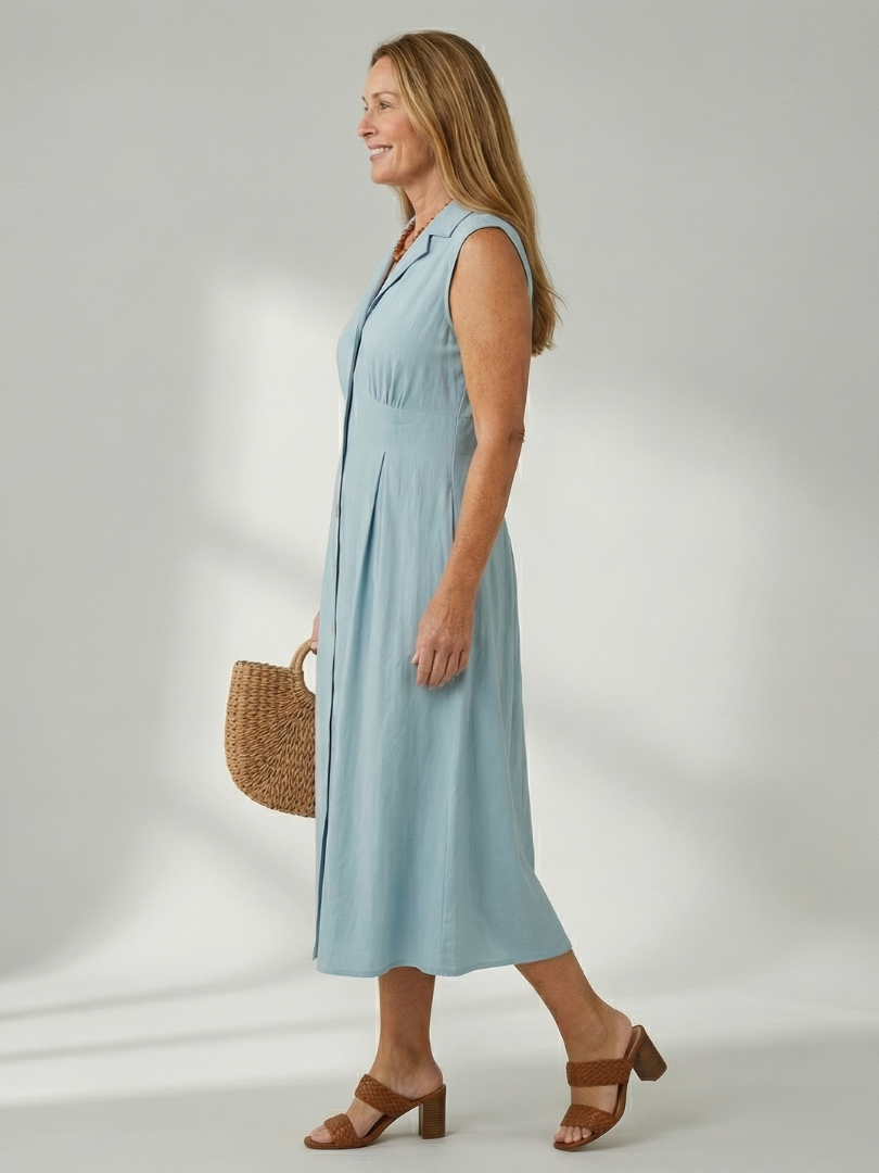 Tesbeth | Stack Button Midi Dress