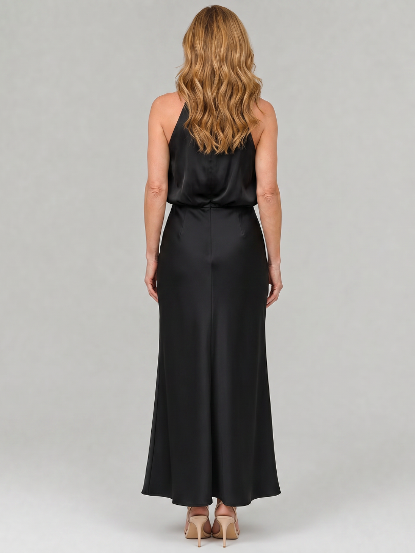 Taliana | Sleeveless Draped Neck Midi Dress