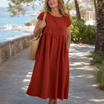 Linnette | Minimal Short Sleeve Relaxed Midi Dress