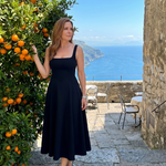 Dalbelle | Sleeveless Square Neck Flared Skirt Midi Dress
